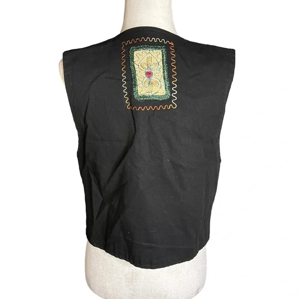 Vintage Embroidered Vest 100% Cotton Artsy M Cottagecore